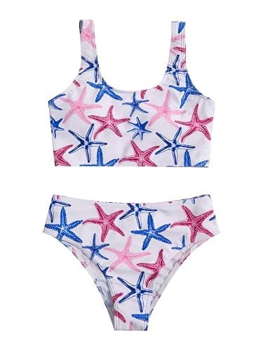 RoseSeek Girl's 2 Piece Striped Bowknot Swimsuit Set Wireless Cute Bathing Suit Summer Beachwear Bikini Sets - Image 1