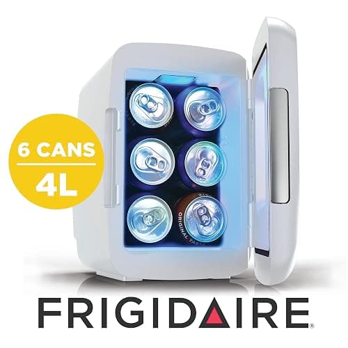 Frigidaire Gaming Light Up Mini Beverage Refrigerator, 6 can, 4 liters, Cooler with large see through door and LED lights Perfect for Gaming Experience, Home, Office, or Cars.12V Charger (White) thumbnail 3
