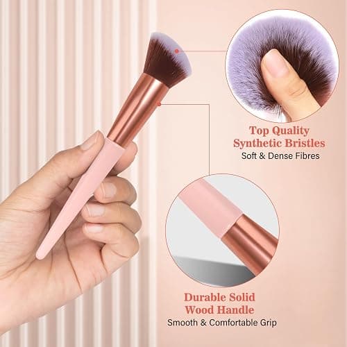 Makeup Brush Set, 17PCs Makeup Brushes with Foundation Eyebrow Blending Concealer Blush Eyeshadow Contour Lash Powder Brush, Make Up Brushes Kit with Organizer Travel Case (Medium, Pink) thumbnail 5