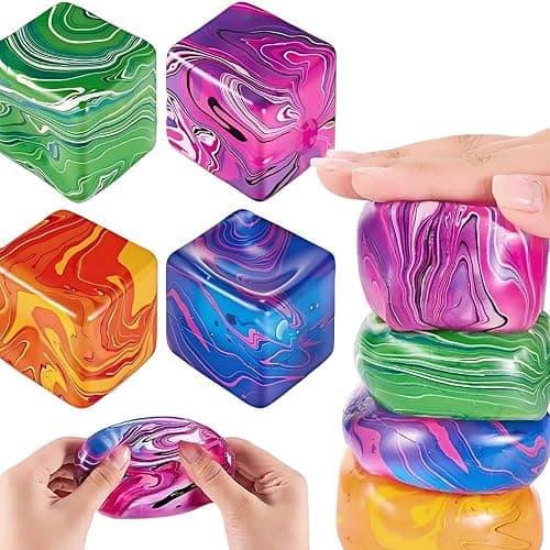 Big Size Marble Ice Cube Squishy Fidget Toys, Stress Relief Squeeze Toy Adults, Party Favors Gifts (5.5cm Ripple Pattern [Purple] + Color Box) thumbnail 3