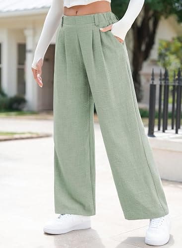 EVALESS Women's Wide Leg Pants High Waisted Business Work Casual Trousers 2026 Summer Comfy Palazzo Pants with Pockets thumbnail 2