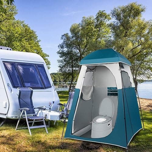 VINGLI Portable Toilet | Indoor Outdoor Commode w/Detachable Inner Bucket & Removable Paper Holder, Lightweight & Compact for Camping, Boat, Van, Emergency Use (Grey) thumbnail 2