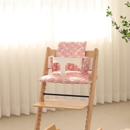 Gembebe Waterproof & Compatible Stokke Tripp Trapp Cushion Set - Easy to Clean Stokke Tripp Trapp Newborn Set - 100% Cotton Stokke High Chair Cushion Set (Pink Bunny / 49.5 Counts) thumbnail 9
