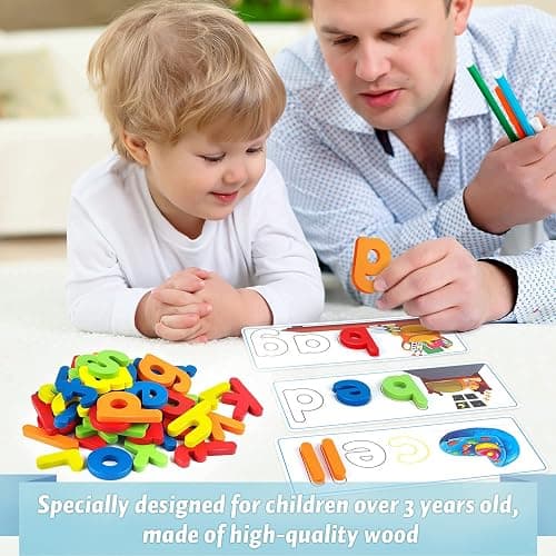 Officygnet Learning Toys for 3 4 5 6 Years Old Boys and Girls, See & Spell CVC Word Builders with Alphabet Cards for Kids Ages 3-5, Matching Letter Game for Preschool Toddler Learning Activities thumbnail 2