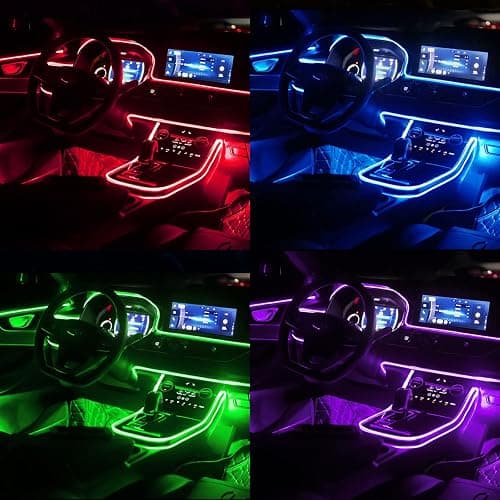 Jushope Interior Car LED Strip Lights with Wireless APP and Remote Control, RGB 5 in 1 Ambient Lighting Kits with 236 inches Fiber Optic, 16 Million Colors Car Neon Lights, Sync to Music thumbnail 6