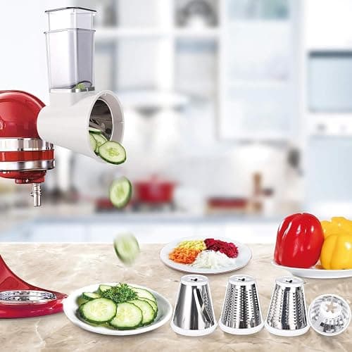 Slicer Shredder Attachment for Kitchenaid Stand Mixer, Salad Machine with Vegetable Slicer, Salad Maker, Food Slicers Cheese Grater Attachments for Kitchenaid Mixer Dishwasher Safe By Airpro,Blue thumbnail 2