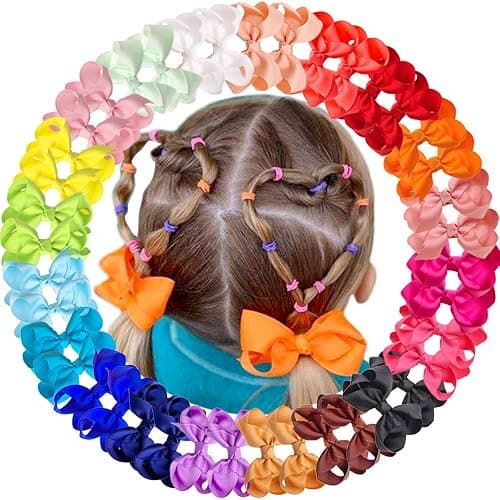 40Pcs 3 inch Hair Bows for Girls Grosgrain Ribbon Toddler Back to School Hair Accessories with Alligator Clips for Baby Girls Kids in Pairs thumbnail 8