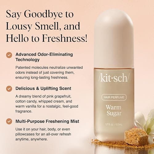 Kitsch Hair Perfume for Women - Warm Sugar | Clean, Deodorizing & Patented Odor-Eliminating Technology Hair Spray & Body Mist - Freshen Hair, Body & Pillows - Pink Grapefruit & Vanilla Scent - 50mL thumbnail 2