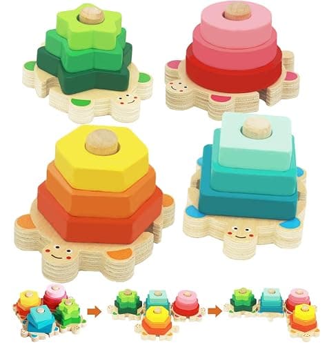 WOOD CITY Stacking Toys for Toddlers 1-3, Montessori Shape Sorter Baby Toys 12-18 Months, Wooden Block Educational Puzzle Toys for Boys Girls 1 2 3 4 Year Old Preschool Learning Gifts thumbnail 4