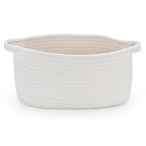 Happyiren Medium Woven Cotton Rope Basket, Empty DIY Gift Basket for Burr | Great for Baby Shower, Birthday & Decor, Cute Decorative Storage Organizer, 13" x 8" x 6" - Image 1