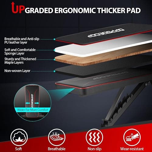 OPPSDECOR Weight Bench for Home Gym, 660LBS Fast Foldable Workout Bench Press for Home Gym Full Body Strength Training, 8 Adjustable Backrests Incline/Flat/Decline Sit up Bench thumbnail 4