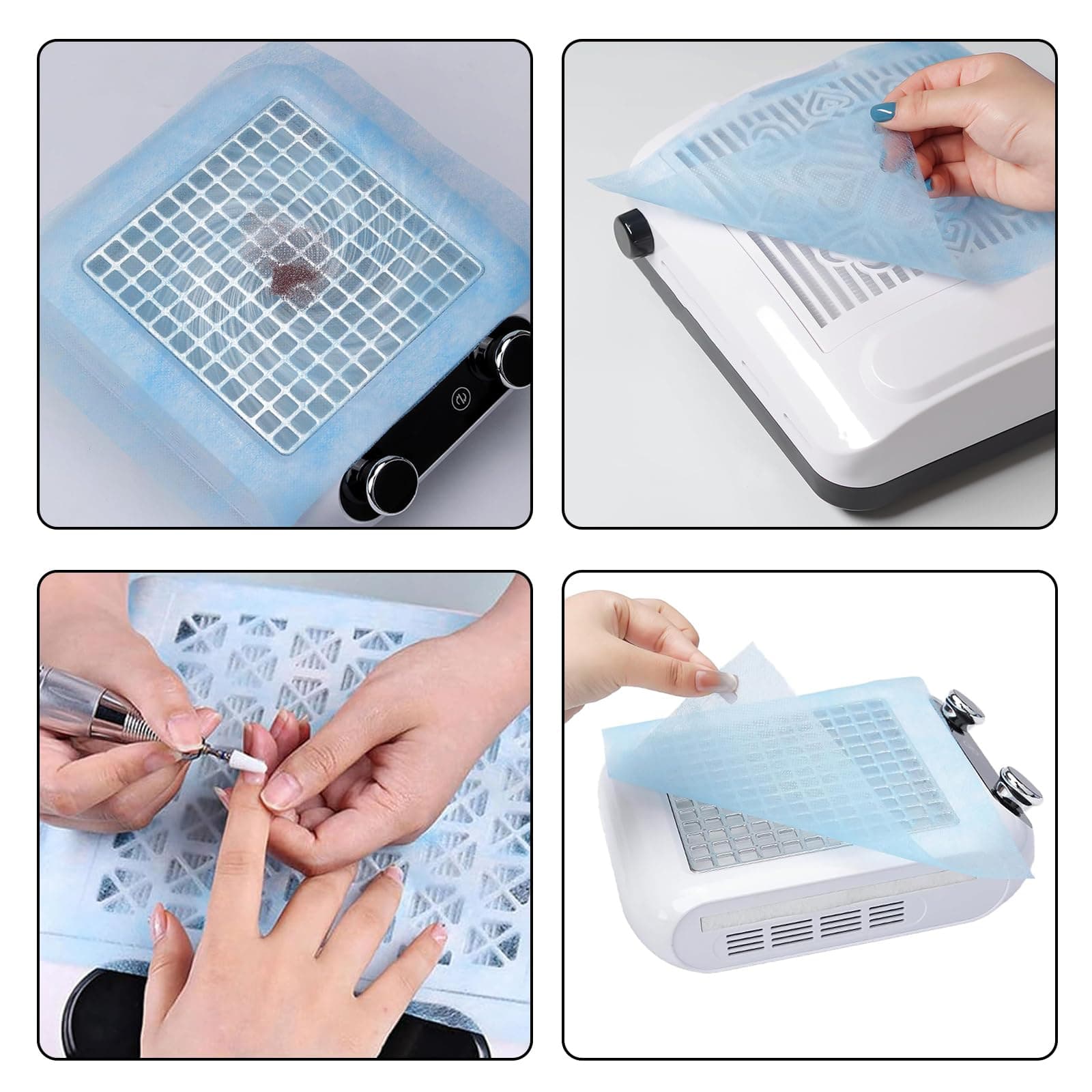 200Pcs Nail Dust Collector Filters - Breathable Non-Woven Paper for Multifunctional Nail Vacuum Accessories - Self-Resizing and Blue thumbnail 6