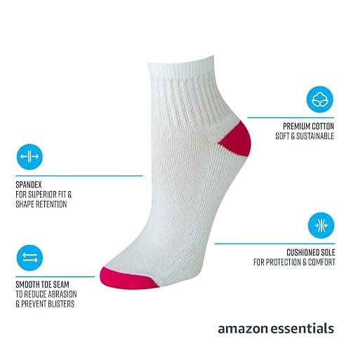 Amazon Essentials Women's Cotton Ankle Socks, Lightly Cushioned, 10 Pairs thumbnail 2