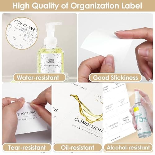372 PCS Preprinted Minimalist Home Laundry Bathroom Labels for Organizing | Household Labels with DIY Blank Labels, Waterproof Oil Resistant Stickers for Bathroom Laundry Home Organization Supplies thumbnail 3