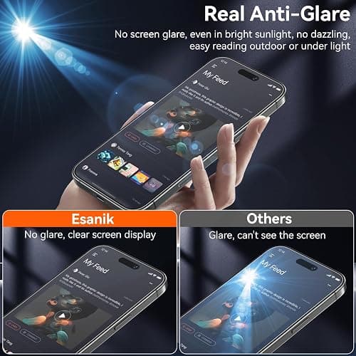 Esanik [2+2 Pack for iPhone 16 Pro Matte Glass Screen Protector [Auto-alignment] Anti-Glare & Anti-Fingerprint,Anti-Reflection,Bubble Free, Smooth as Silk, 9H Glass Screen Cover thumbnail 3