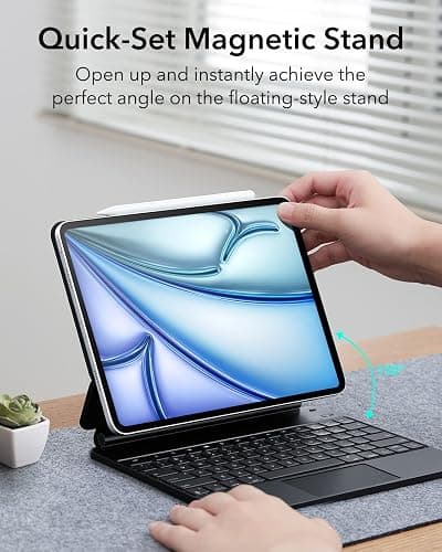 ESR iPad Air 13 Inch Case Keyboard (M3/M2, 2025/2024) & iPad Pro 12.9 inch (3/4/5/6th Gen) Magic Keyboard, Easy-Set Floating Cantilever Stand, Precision Multi-Touch Trackpad, Rebound Series, Black thumbnail 5