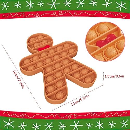 2 Pack Christmas Pop Poppet It Fidget Toys Set - Santa & Gingerbread Man, Christmas Eve Box Party Bag Stocking Fillers for Kids Gifts for Boys Girls Baby Xmas Popit Sensory Toy Game thumbnail 4