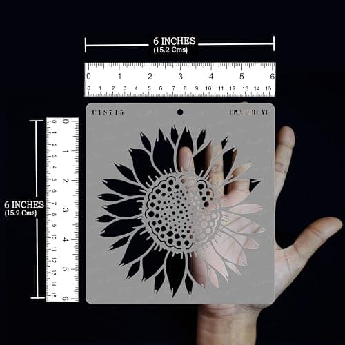 CraftTreat Reusable Sunflower Stencils - Vintage Sunflower & Floral Designs - 6x6 Inches - Fits Wood & Canvas thumbnail 3
