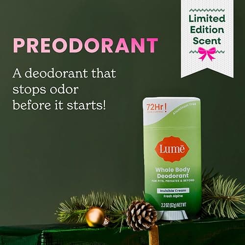 Lume Whole Body Deodorant - Invisible Cream Stick - 72 Hour Odor Control - Aluminum Free, Baking Soda Free, Skin Safe - 2.2 Ounce (Pack of 2) (Fresh Alpine) thumbnail 3