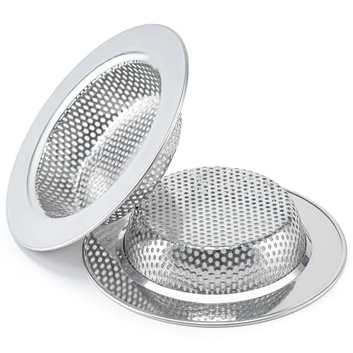 Honmein 2 Pcs Sink Strainer for Most Kitchen Sink Drain Basket, Upgraded Double-Layer Safe Design Kitchen Sink Strainer (Outer Diameter 4.5 Inch) - Silver(2 Pcs) - Image 1