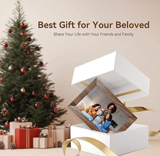 10.1 Inch Digital Picture Frame with 32GB Storage, WiFi Digital Photo Frame 1280x800 HD IPS Touchscreen, Easy Setup for Photo & Video Sharing via Free App, Brown Wood Grain thumbnail 8