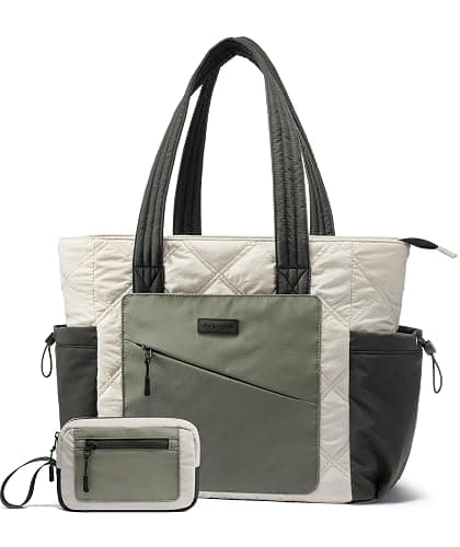 LOVEVOOK Tote Bag for Women, Puffer Bag and Work Bags with Zipper for Travel, Daily, School, Quilted Nurse Shoulder, 2pcs - Image 1