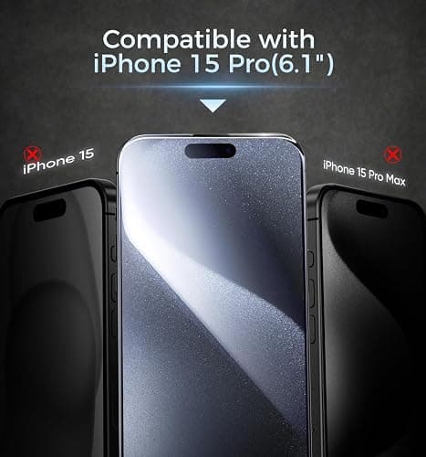 MAGIC JOHN 3rd Gen Upgraded for iPhone 15 Pro Privacy Screen Protector 6.1 Inch, 25°Anti-Spy Screen, Shockproof Tempered Glass, Auto Dust-Removal, Bubble Free, Easy Installation, 2 Pack thumbnail 2