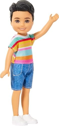 Barbie Club Chelsea Koji 6-Inch Boy Small Doll with Brunette Hair Wearing Removable Striped Shirt, Shorts & Shoes thumbnail 5