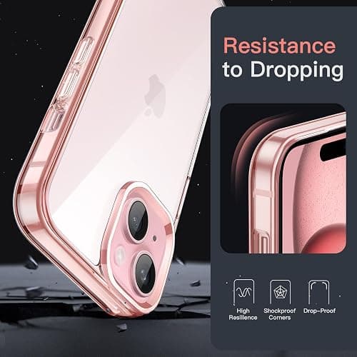 JETech Case for iPhone 15 6.1-Inch, Non-Yellowing Shockproof Phone Bumper Cover, Anti-Scratch Clear Back (Pink) thumbnail 3