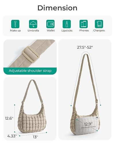 BAGSMART Quilted Crossbody Bags for Women Lightweight Puffer Purse Shoulder Hobo Bag for Daily Use Travel Essentials thumbnail 5