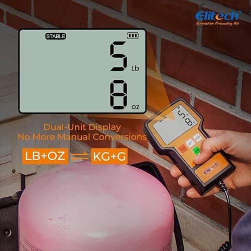 Elitech Refrigerant Scale 110 lbs, HVAC Scale with LB+OZ Display, LMC-100F+ | High Accuracy ±0.05% +5g, Dual Unit LB/OZ & Kg/g, 2g Resolution, Sturdy Metal Platform, Carry Case Included thumbnail 5