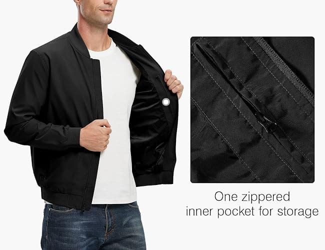 Rdruko Men's Lightweight Bomber Jacket Causal Fashion Stylish Windbreaker Light Jacket thumbnail 3