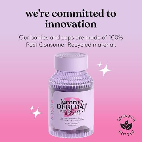 Lemme Debloat - Digestive & Gut Health Gummies with 2 Clinically Studied Probiotics & Prebiotic, Vegetarian, Gluten Free, Non GMO, BlackBerry Flavor (60 Count) thumbnail 7