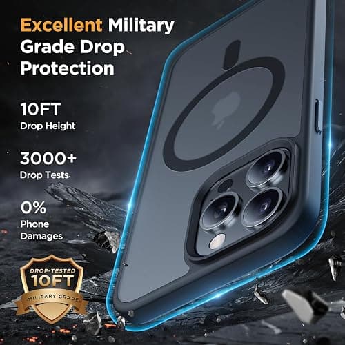 Miracase Magnetic for iPhone 12/12 Pro Case (Compatible with MagSafe) Military-Grade Protection, Shockproof, Anti-Fingerprint Translucent Matte Phone Cover for iPhone 12/12 Pro Case 6.1 inch, Black thumbnail 3
