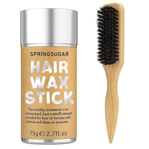 Slick Back Hair Brush & Hair Wax Stick Set for Slick Back – Boar Bristle Brush for Sleek, Control, Flyaways & Baby Hairs – Wax Stick for Women Sectioning & Parting - Image 1