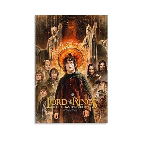 WZLLHA The Lord of The Rings The Fellowship of The RingArt Canvas Vintage Print Posters for Room Modern Bedroom Decor Aesthetic Bar Cart Wall DecorUnframe-style12x18inch(30x45cm) - Image 1