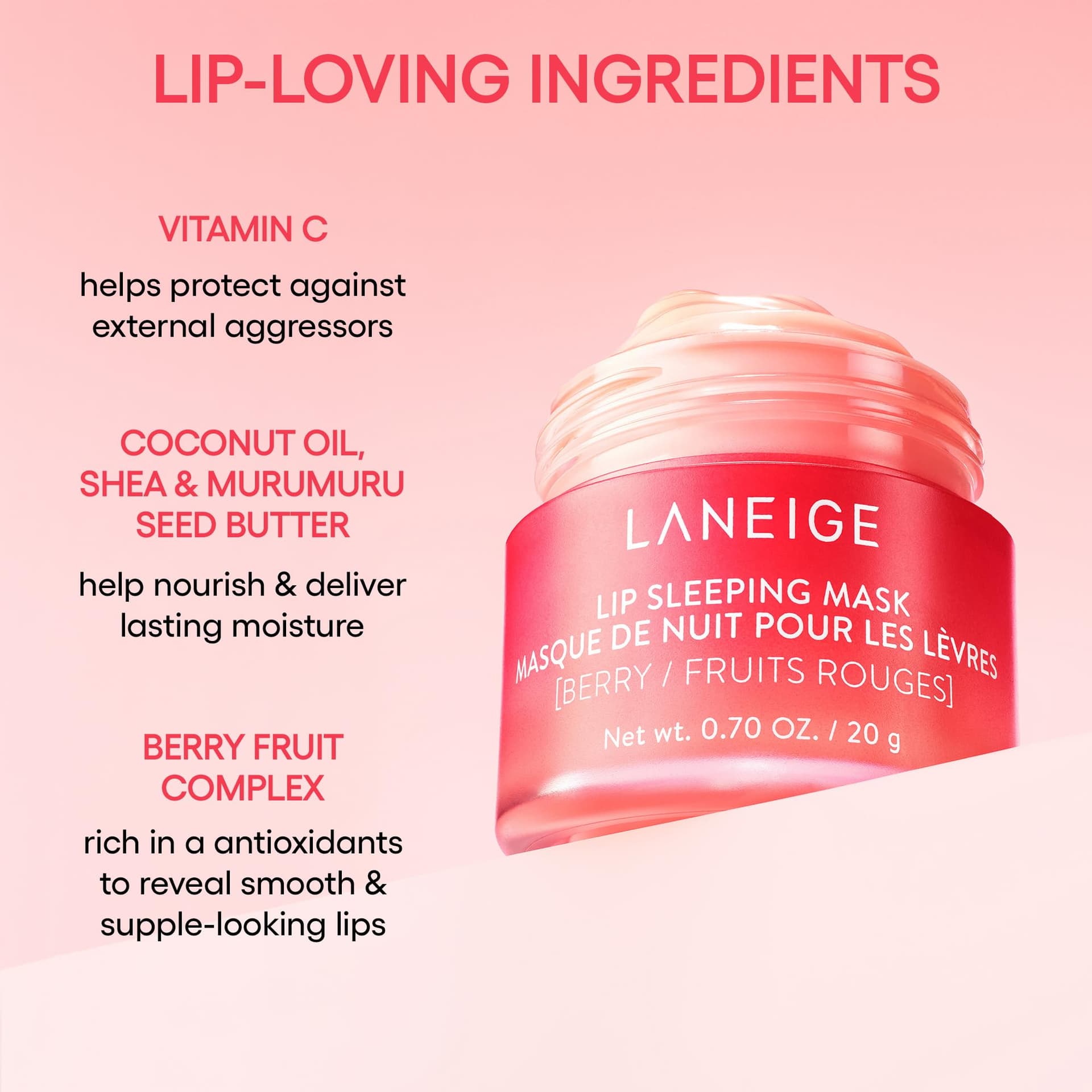 LANEIGE Lip Sleeping Mask Vanilla: Nourishing Overnight Lip Treatment with Vitamin C, Shea & Murumuru Butter for Hydrating Dry, Flaky Lips thumbnail 6