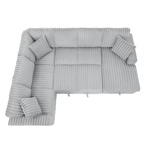 KEIKI 122" Pull-Out Sofa Bed, Sleeper Pull Out Sectional Couch, Oversized U Shape Sleeper Sofa Bed with Storage Chaise, USB Ports for Apartment Living Room, Gray thumbnail 7