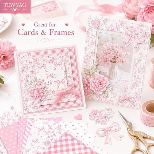 Pink Scrapbook Paper Double Sided 12x12 Coquette Bows Floral 24 Sheets thumbnail 7