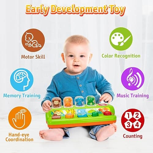 Duchong Pop Up Toys for 1 Year Old Boy Girls, Interactive Cause and Effect Learning Toys with Music & Light for Baby 6 7 8 9 10 11 12 Months, Christmas Birthday 1st Gifts for Toddlers thumbnail 6