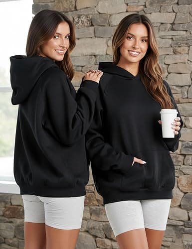 HOCANDY Womens Oversized Hoodies Sweatshirt Basic Solid Long Raglan Sleeves Loose Fleece Hooded Pullover With Kangaroo Pocket thumbnail 3