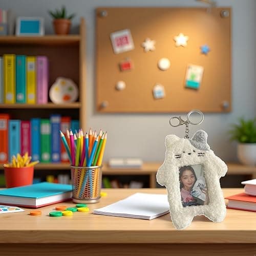 aoukoslt Plush White Rabbit Photocard Holder with Keychain- Cute Cartoon Plush Photocard Holder- ID Card Cover Protective Case Card Rabbit Identification Badges Supplies thumbnail 3