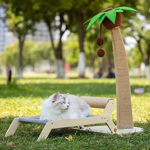 DSOPV Cat Bed, Recliner Cat Bed, Universal Elevated Cat Beds Cat Swing Bed, Wooden Frame Swing Chair Multifunctional, for Kitty, Puppy, Rabbit, Bunny and Small Animal (A) thumbnail 5