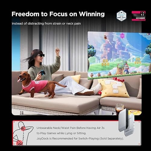 RayNeo Air 3s AR/XR Glasses, 201" 120Hz FHD HueView Display, Portable AR Video Eyewear Gaming Glasses for iPhone 16/15, Android, Mac, Switch, PS5, Steam Deck - Next-Gen Wearable Theater thumbnail 7
