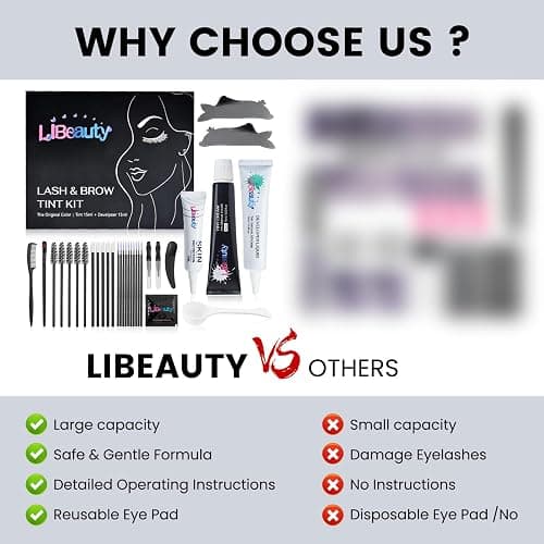 Libeauty Lash Tint Kit with Reusable Dolphin Eye Mask, Eyebrow Tint Kit Black, Large Capacity Eyelash Tint for Salon and Home,15ML thumbnail 5