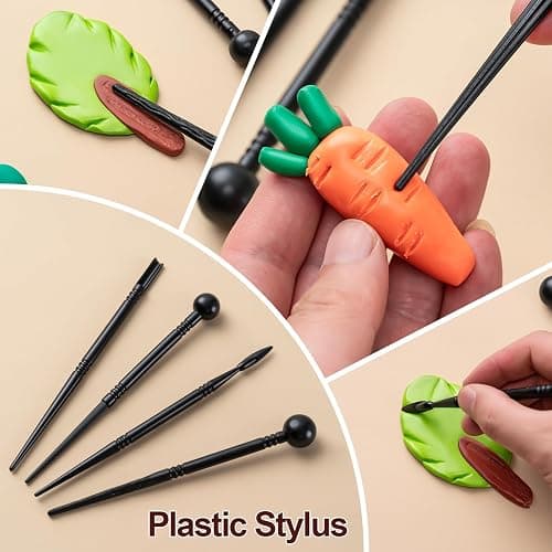 Amrules Clay Tools Kit, 27 PCS Pottery Tools, Practical Polymer Clay Sculpting Tools Kit, Air Dry Clay Tools Set for Adults, Pottery Craft, Dotting, Carving, Drawing, Molding, Modeling, Shaping thumbnail 2