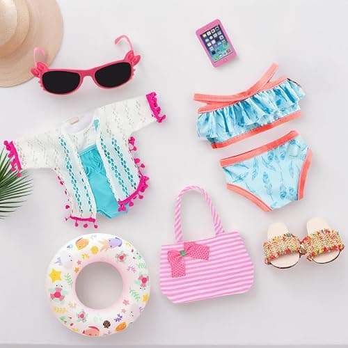 18 Inch American Doll Accessories, Fashion Doll Swimming Play Sets for American 18 Inch Girl Including Clothes Swimsuit Sunglasses Phone Shoes thumbnail 8