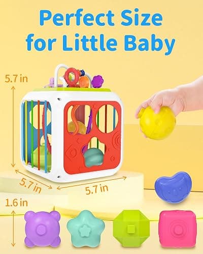 kecristv Montessori Toys for Toddler Girls Boys, Baby Sorter Learning Sensory Activity Cube, Toddler Girl Boy Birthday Gifts, Baby Toys 18+ Months thumbnail 2