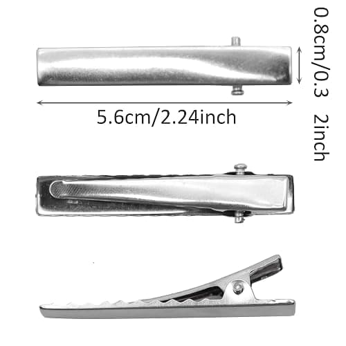 Silver Metal Alligator Hair Clips Pins 100 Pcs Flat Top with Teeth For Hairdressing Salon Hair Grip Arts and Crafts Projects Hairpins for Women and Hairdresser(Alligator clip 55mm) thumbnail 3