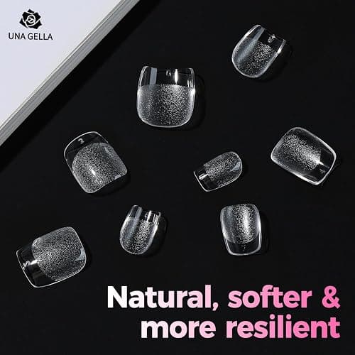 UNA GELLA 312Pcs Extra Short Squoval Nail Tips, Square Pre-Etched Half Matte Soft Gel Nail Tips Square Full Cover, No File Needed Clear Squoval Acrylic False Nails for DIY Nail Art Extension 12 Sizes thumbnail 8